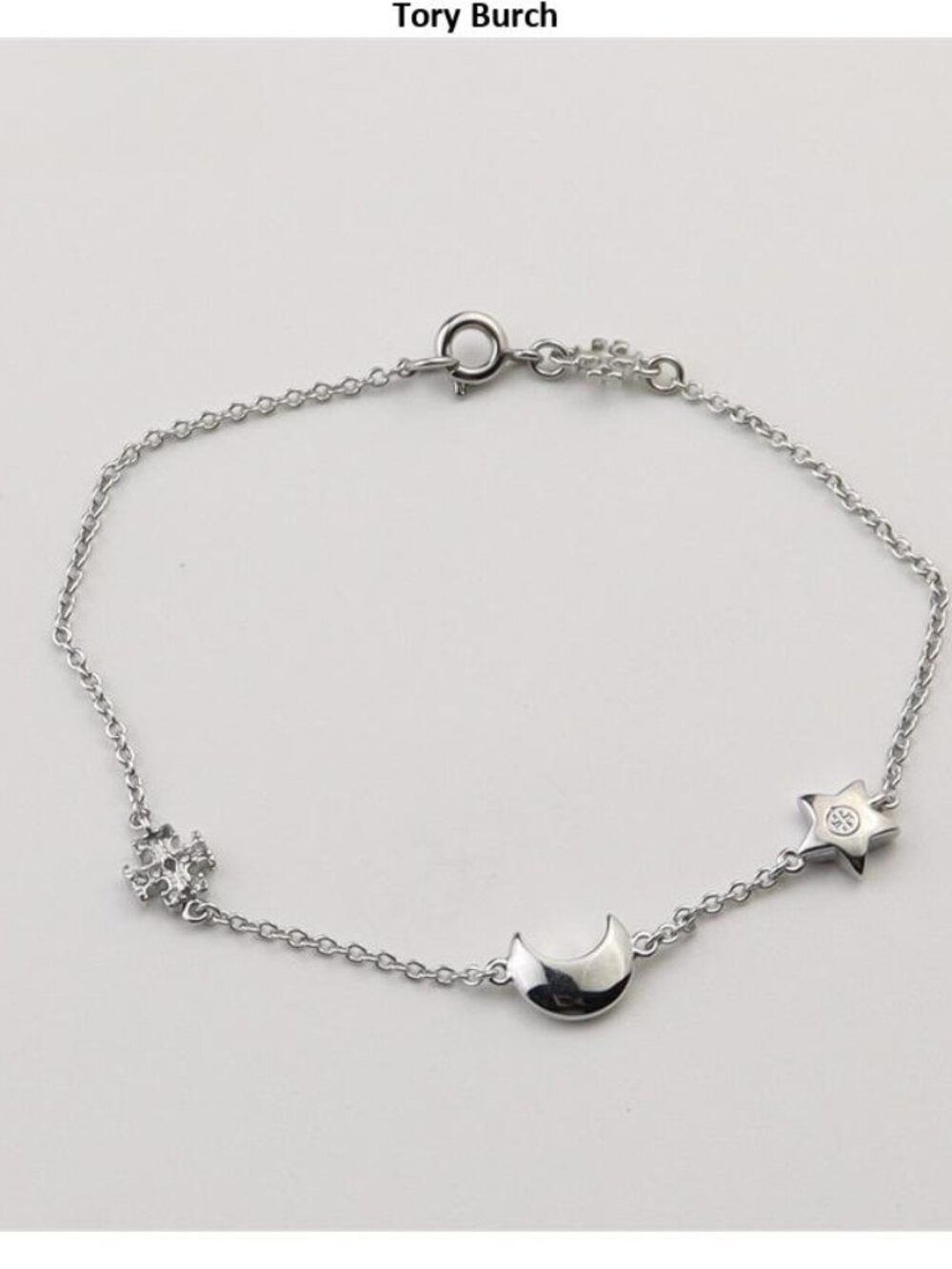 Tory Burch Silver Moon, Star & Crystal Chain Bracelet